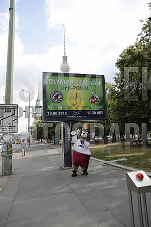 Werbung mit Teddy für die 1.Runde im DFB-Pokal
