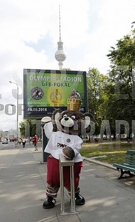 Werbung mit Teddy für die 1.Runde im DFB-Pokal