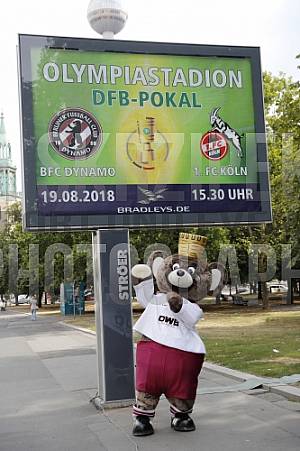 Werbung mit Teddy für die 1.Runde im DFB-Pokal