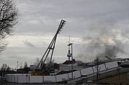 Sprengung der Flutlichtmast im Friedrich Ludwig Jahn Sportpark