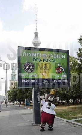 Werbung mit Teddy für die 1.Runde im DFB-Pokal