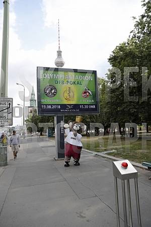 Werbung mit Teddy für die 1.Runde im DFB-Pokal