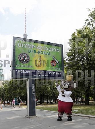 Werbung mit Teddy für die 1.Runde im DFB-Pokal