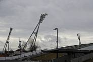 Sprengung der Flutlichtmast im Friedrich Ludwig Jahn Sportpark
