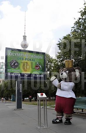 Werbung mit Teddy für die 1.Runde im DFB-Pokal